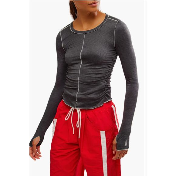 FP Movement Right On Run Long Sleeve Top-blackish/gray-XS-NWT - Picture 1 of 6